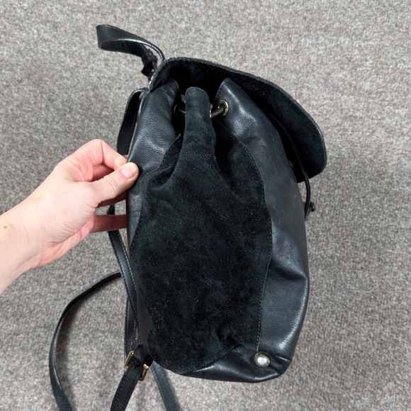 A. Bellucci Black Genuine Leather Suede Pony Hair Leopard Print Backpack Handbag main image 11